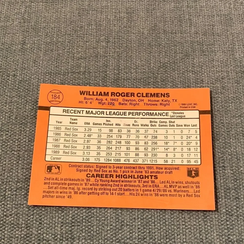 1990 Donruss Boston Red Sox Baseball Card Trading Card